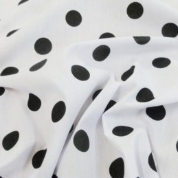 26mm Polka Dots Spots Polycotton Fabric White With Charcoal Spots