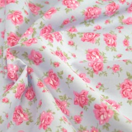 100% Cotton Poplin Fabric Rose & Hubble Roses Summer Happiness Sky Blue
