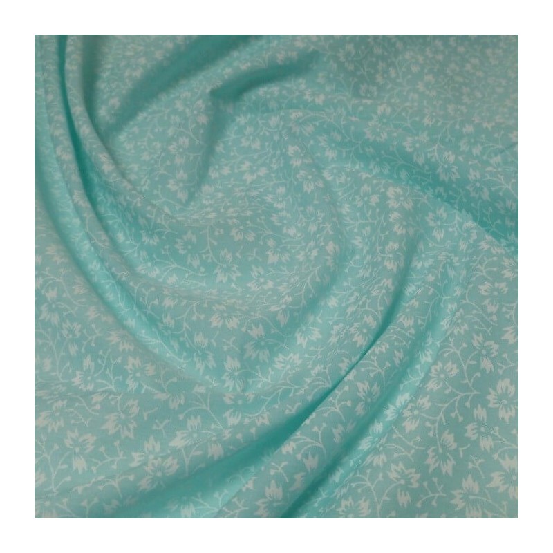 Polycotton Fabric White Floral Ditsy Flowers Pastel