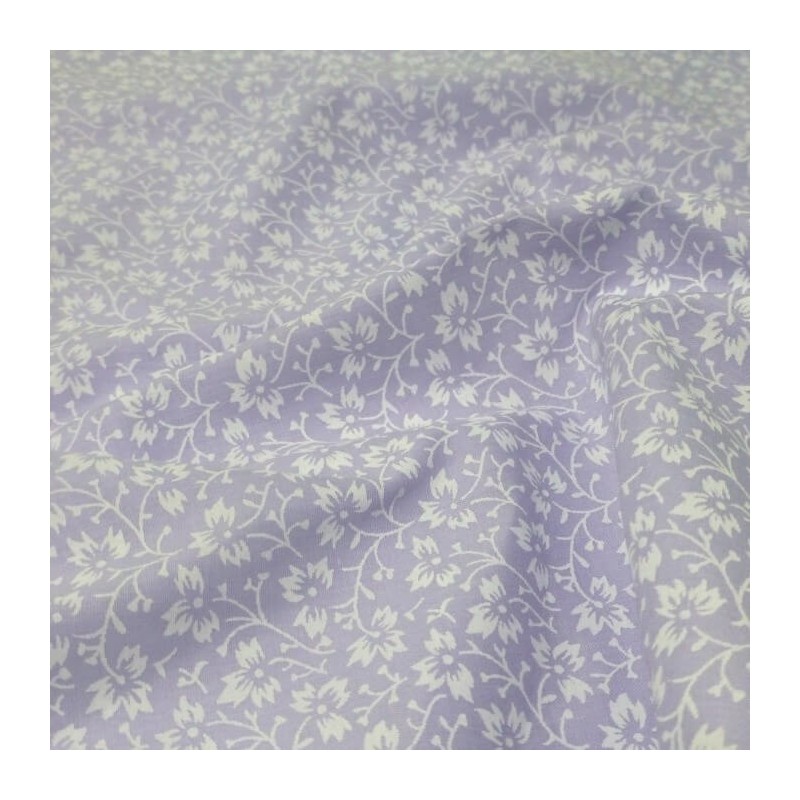 Polycotton Fabric White Floral Ditsy Flowers Pastel