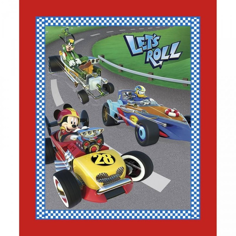 100% Cotton Patchwork Fabric Springs Creative Disney Mickey Let's Roll Panel