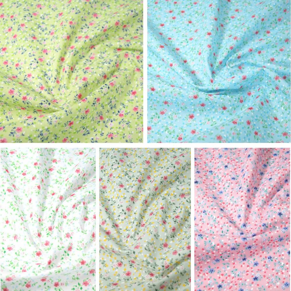 Polycotton Fabric Summer Joy Floral Flowers Pink