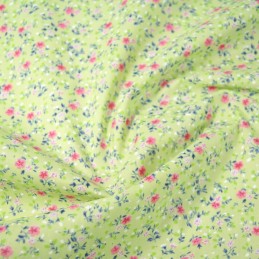 Polycotton Fabric Summer Joy Floral Flowers Mint Green