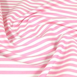100% Cotton Poplin Fabric Rose & Hubble 8mm Candy Stripes Striped Pink
