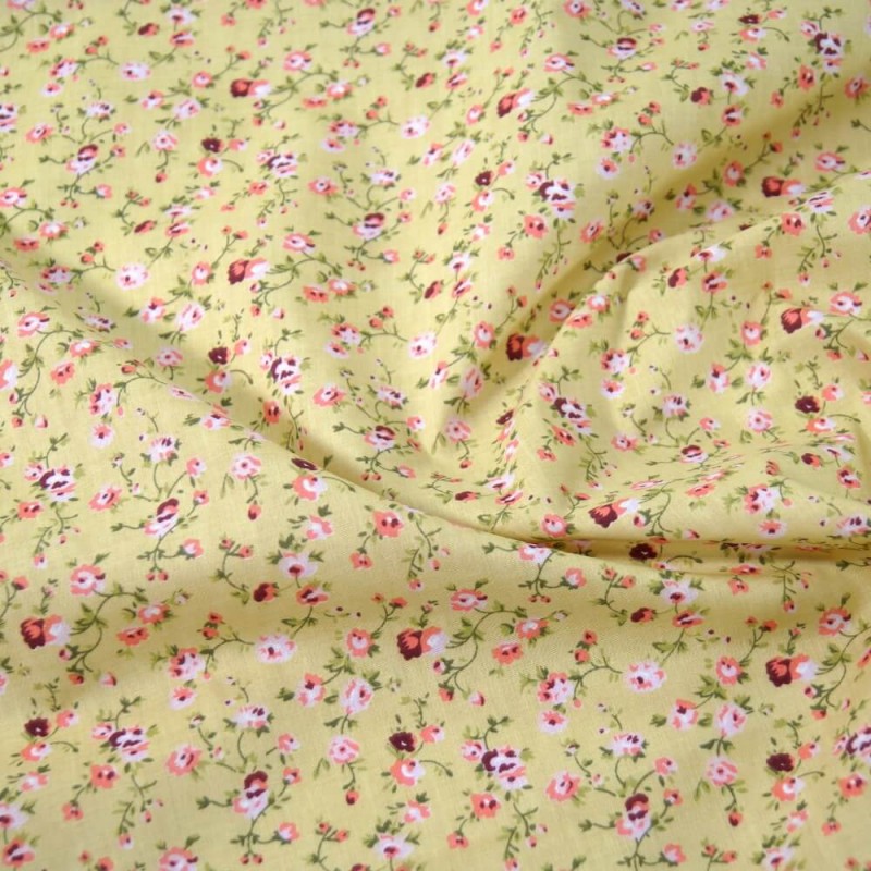 Polycotton Fabric Weaving Rose Garden Floral Flowers