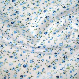 Polycotton Fabric Weaving Rose Garden Floral Flowers Navy