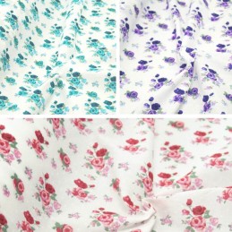 Polycotton Fabric Roses Polka Dots Flower Floral