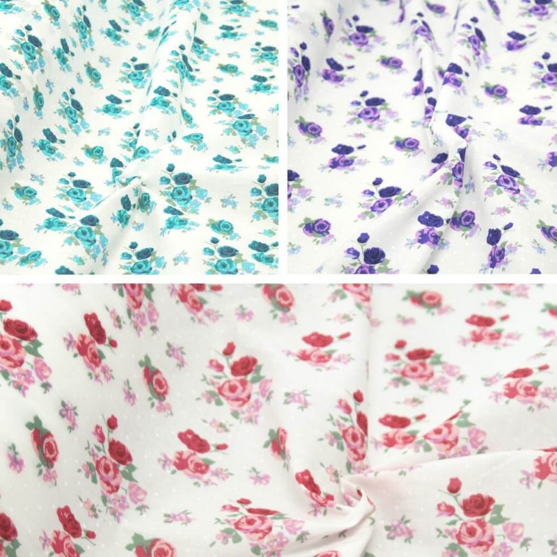 flowers floral roses polycotton fabric