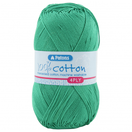 Patons 100% Cotton 4 Ply Yarn 100g Mercerized Cotton Green