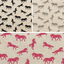 Unicorns Cotton Rich Linen Look Fabric Curtain Upholstery Cushion