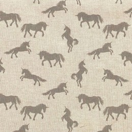 Grey Unicorns Cotton Rich Linen Look Fabric Curtain Upholstery Cushion