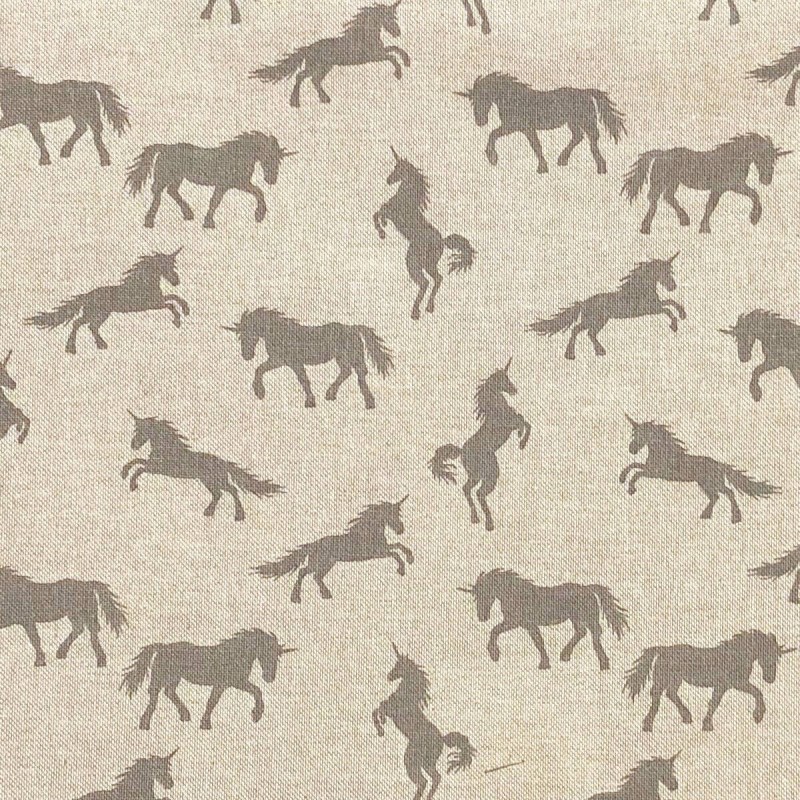 Unicorns Cotton Rich Linen Look Fabric Curtain Upholstery Cushion