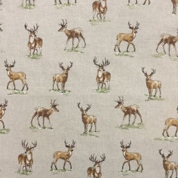 Stags Cotton Rich Linen Look Fabric Curtain Upholstery Cushion