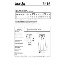 Burda Style Long Short Easy Skirt Fabric Sewing Pattern 6416