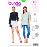 Burda Style Misses' V Neck Top Blouse Fabric Sewing Pattern 6424