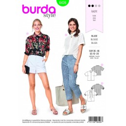 Burda Style Summer Shirt Top Blouse Fabric Sewing Pattern 6426