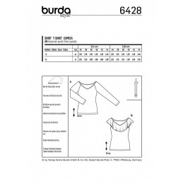 Burda Style Ladies Fitted TShirt Top Fabric Sewing Pattern 6428