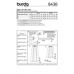 Burda Style 2 Length Pleated Skirt Fabric Sewing Pattern 6430