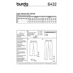 Burda Style Smart Business Trousers Fabric Sewing Pattern 6432