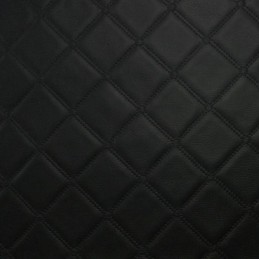 Trellis Vinyl Quilted Style Leatherette Faux Leather Upholstery Material Black