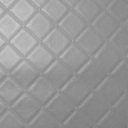 Trellis Vinyl Quilted Style Leatherette Faux Leather Upholstery Material Silver