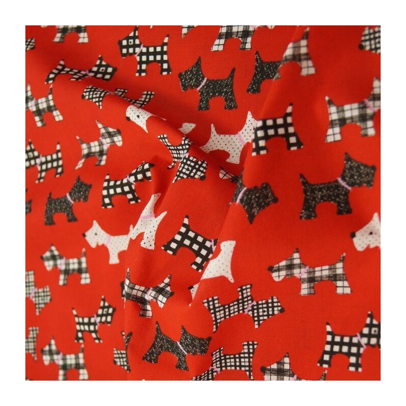 Polycotton Fabric Scottish Terrier Scottie Dogs