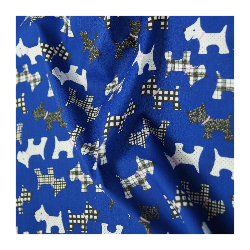Polycotton Fabric Scottish Terrier Scottie Dogs