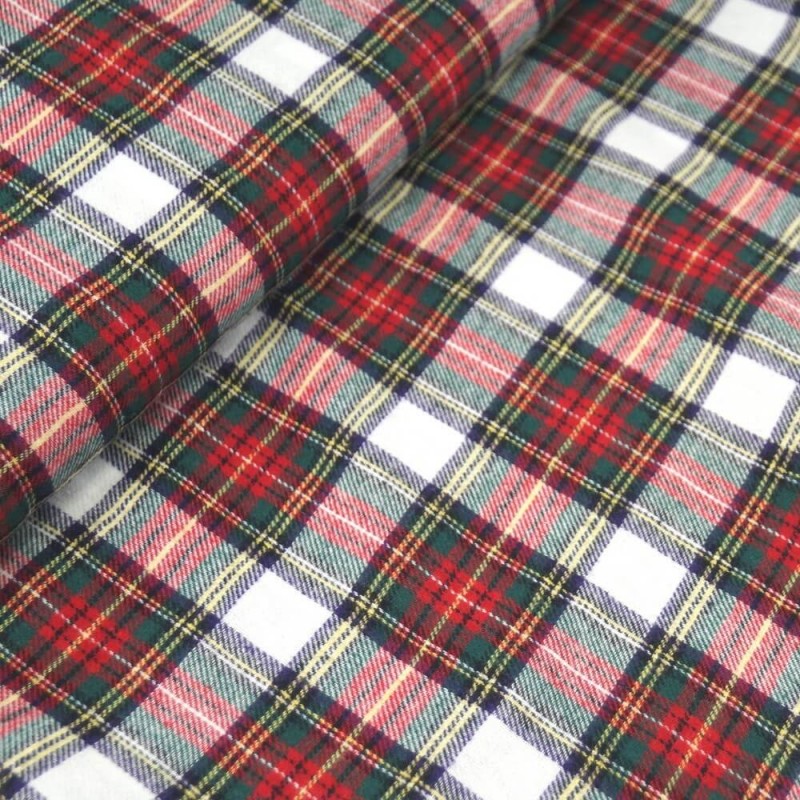 100% Brushed Cotton Fabric Tartan Wincyette Flannel Material