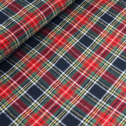 Stewart Black 100% Brushed Cotton Fabric Tartan Wincyette Flannel Material
