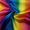 Silky Satin Fabric Rainbow Bright Gradient Stripes Dressmaking