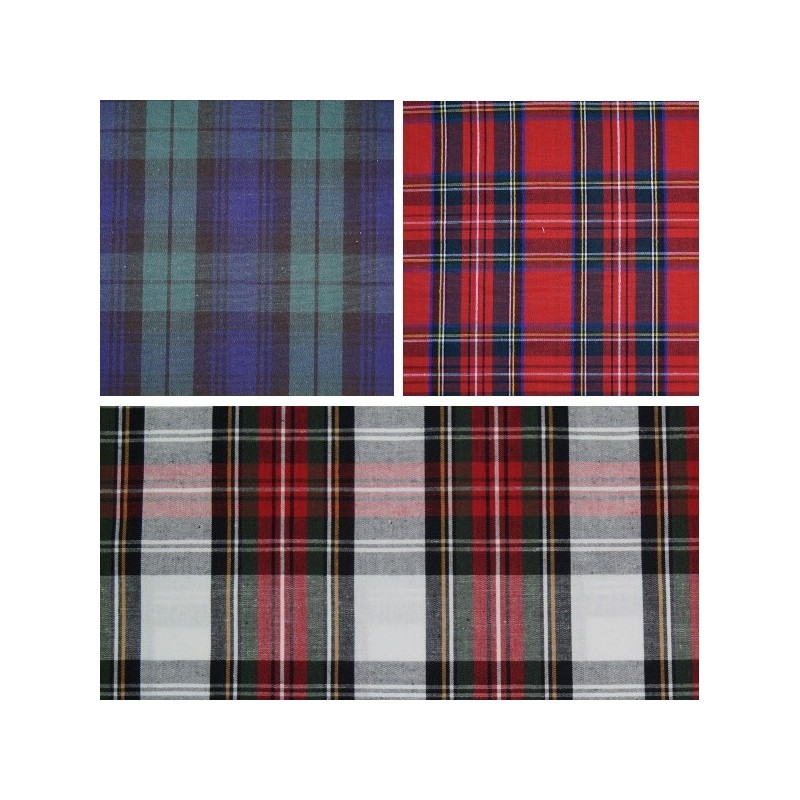 Orologio Nero - Trama Piatta 100% Cotone Tartan Tessuto Materiale - Doppio Lato - 147cm (58") Di Larghezza - Italia