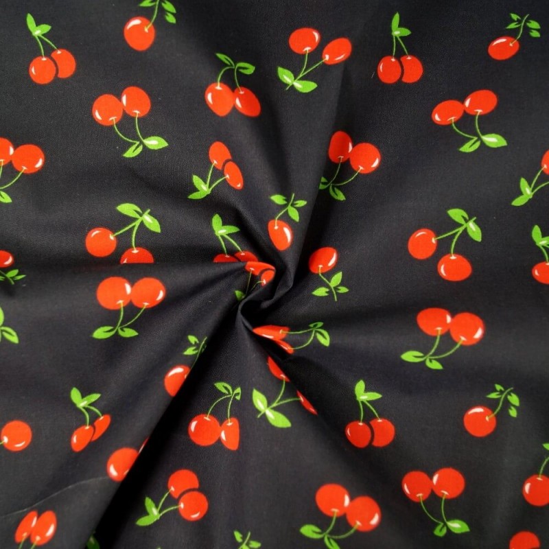 Polycotton Fabric Cherries Cherry Summer Feel Dress
