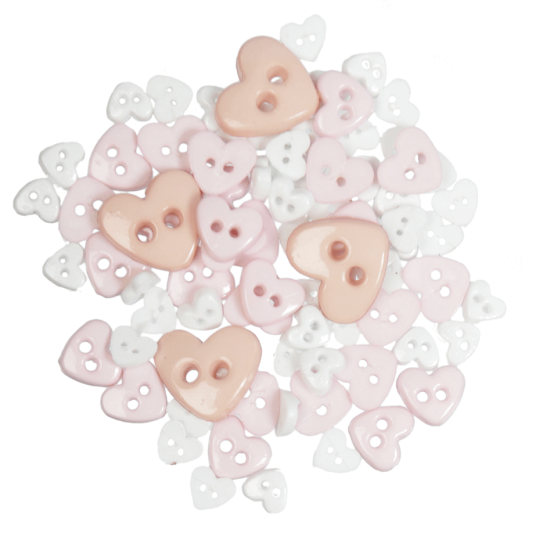 Buttons Mini Love Hearts Acrylic Plastic Assorted 