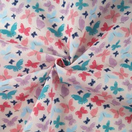 Bright Beaming Butterfly Wings Butterflies Polycotton Fabric Pink