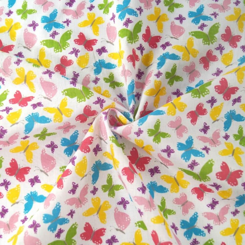 Bright Beaming Butterfly Wings Butterflies Polycotton Fabric