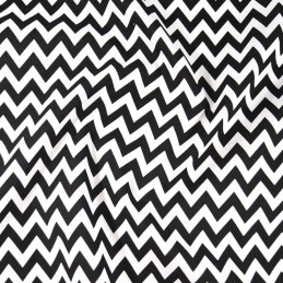 Polycotton Fabric 6mm Zig Zag Chevron Stripes Craft Black