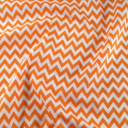 Polycotton Fabric 6mm Zig Zag Chevron Stripes Craft Orange
