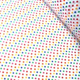 Polycotton Fabric 5mm Polka Dots Rainbow Coloured Sensational Spots Royal Blue/ Red