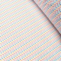 Polycotton Fabric 2mm Polka Dots Rainbow Coloured Sensational Spots Royal Blue/ Red