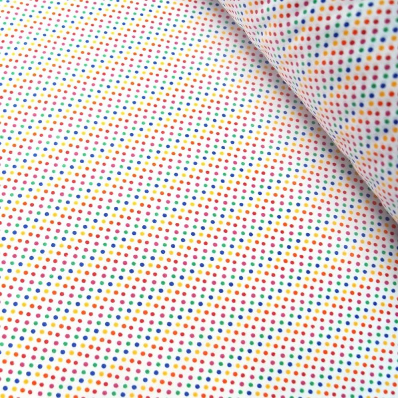Polycotton Fabric 2mm Polka Dots Rainbow Coloured Sensational Spots