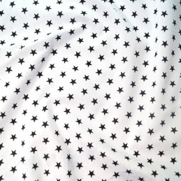 Polycotton Fabric 9mm Shooting Starry Scattered Stars Sky Space White/ Black