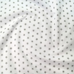 Polycotton Fabric 9mm Shooting Starry Scattered Stars Sky Space White/ Silver