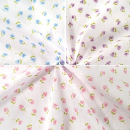 Polycotton Fabric Single Rose Floating Floral Flowers