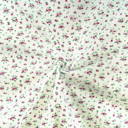 Miniature Ditsy Floral Flower Head Garden Toss Polycotton Fabric Pink