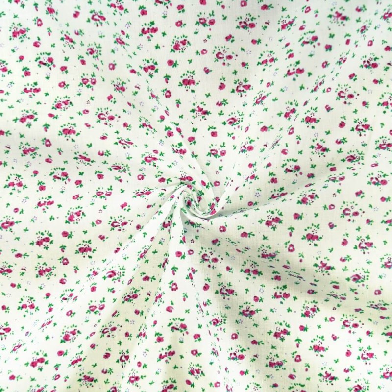 Miniature Ditsy Floral Flower Head Garden Toss Polycotton Fabric