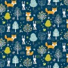 100% Cotton Fabric Nutex Woodland Friends Fox & Bunny Rabbit