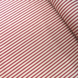 100% Cotton Poplin Fabric Rose & Hubble Ticking Stripes Fashion Wine
