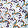 100% Cotton Poplin Fabric Rose & Hubble Unicorns Cloudy Rainbow Sky Unicorn