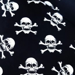 100% Cotton Fabric Skull & Crossbones Pirate Halloween Skeleton Black/White