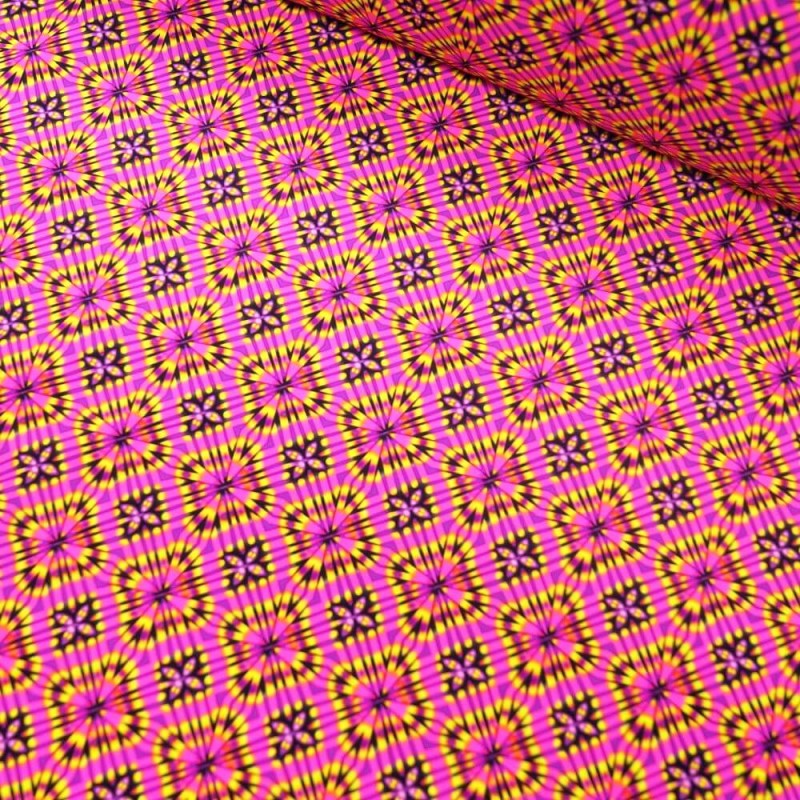Elastique Stretch Fabric Swimwear Dance Wear Kaleidoscope Neon Floral 145cm Wide